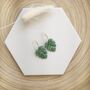 Monstera Marbled Leaf Polymer Clay Earrings, thumbnail 1 of 4