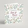 'Love And Peace' Christmas Cards 10 Pack, thumbnail 1 of 3