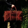 Stitched Detail Genuine Leather Holdall Vintage Look, thumbnail 6 of 12