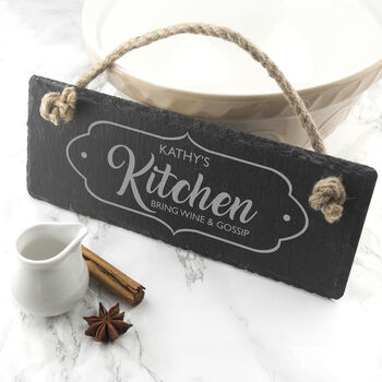 Personalised Our Kitchen Slate Hanging Sign, 2 of 5