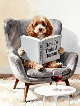 Your Own Dog Reading Book, 'How To Train A Human' Print, Customise Colours And Book Title, 3 of 12