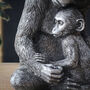 Mother And Baby Monkey Statue In Silver, thumbnail 3 of 4