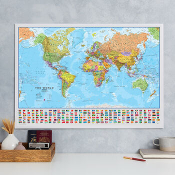 World Map Poster With Flags Panel, 2 of 8