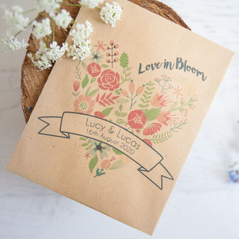 10 ‘Love In Bloom’ Personalised Seed Packet Favours, 2 of 7