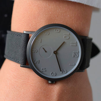 Pvd Grey Stainless Steel Watch With Alcantara Strap, 3 of 9