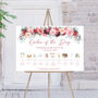Wedding Order Of The Day Sign Burgundy Red Pink Flowers, thumbnail 1 of 10