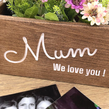Personalised Mum Wooden Plant Pot, 4 of 6