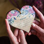 Pink Peony Sister Oak Wood Mini Heart Wall Hanging, thumbnail 2 of 5