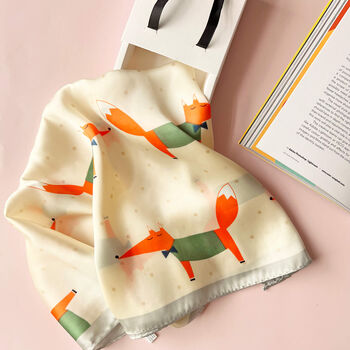 Personalised Fancy Foxes Silky Square Scarf, 5 of 10