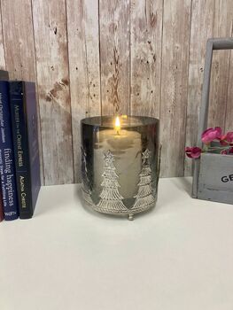 Large 15cm Silver Tealight Candle Holder Stand Glass And Metal Tree Design, 6 of 7