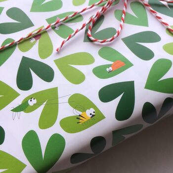 Leaf Hearts And Bug Wrapping Paper Or Gift Wrap Set, 7 of 12