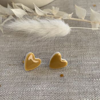 Mustard Yellow Heart Stud Earring, 8 of 8