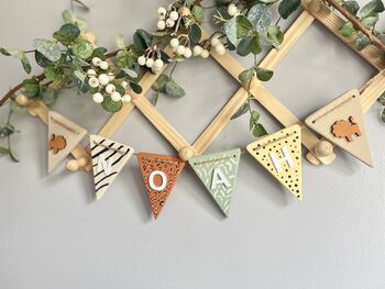 Safari Bunting Jungle Theme Wooden Personalised Bunting, 3 of 11