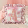 Rose Ruffle Letter Cushion Personalised Nursery Decor, thumbnail 3 of 3