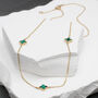 9ct Yellow Gold Green Malachite Clover Necklace, thumbnail 2 of 3