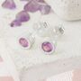 Amethyst February Birthstone Sterling Silver Stud Earrings, thumbnail 1 of 5