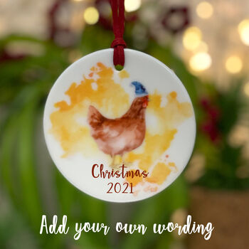 Personalised Chicken Ceramic Hanging Decoration, 3 of 3