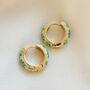 Floral Enamel Chunky Hoop Earrings Mint, thumbnail 2 of 3