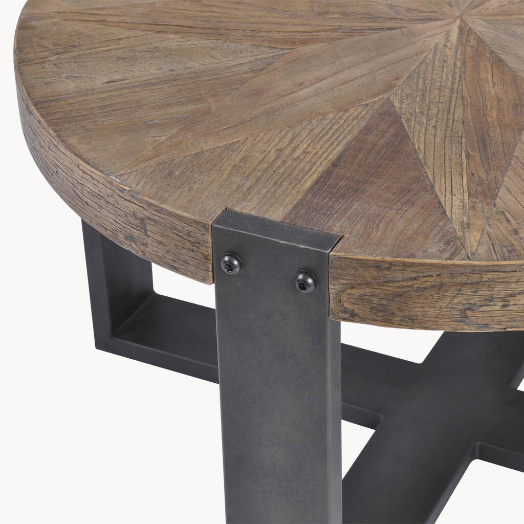 Woodcroft Round Reclaimed Elm Side Table By One.World