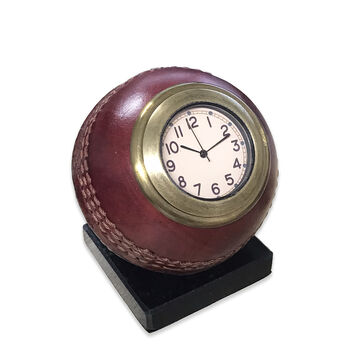 Cricket Ball Clock With Marble Base, 2 of 2