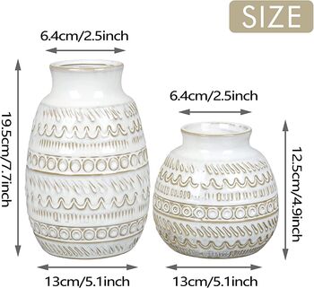 Set Of Two Cream White Ceramic Vases, 3 of 7