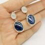 Moonstone, Sapphire Silver Earrings, thumbnail 5 of 8