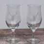 Set Of Two Stag Design Etched Craft Beer Glasses, thumbnail 1 of 4