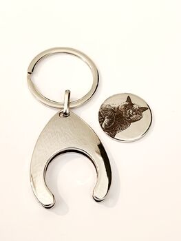 Actual Photo Trolley Token Keyring, Shiny Silver Alloy, 4 of 6
