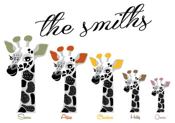 Personalised Family Giraffe Print, 4 of 4