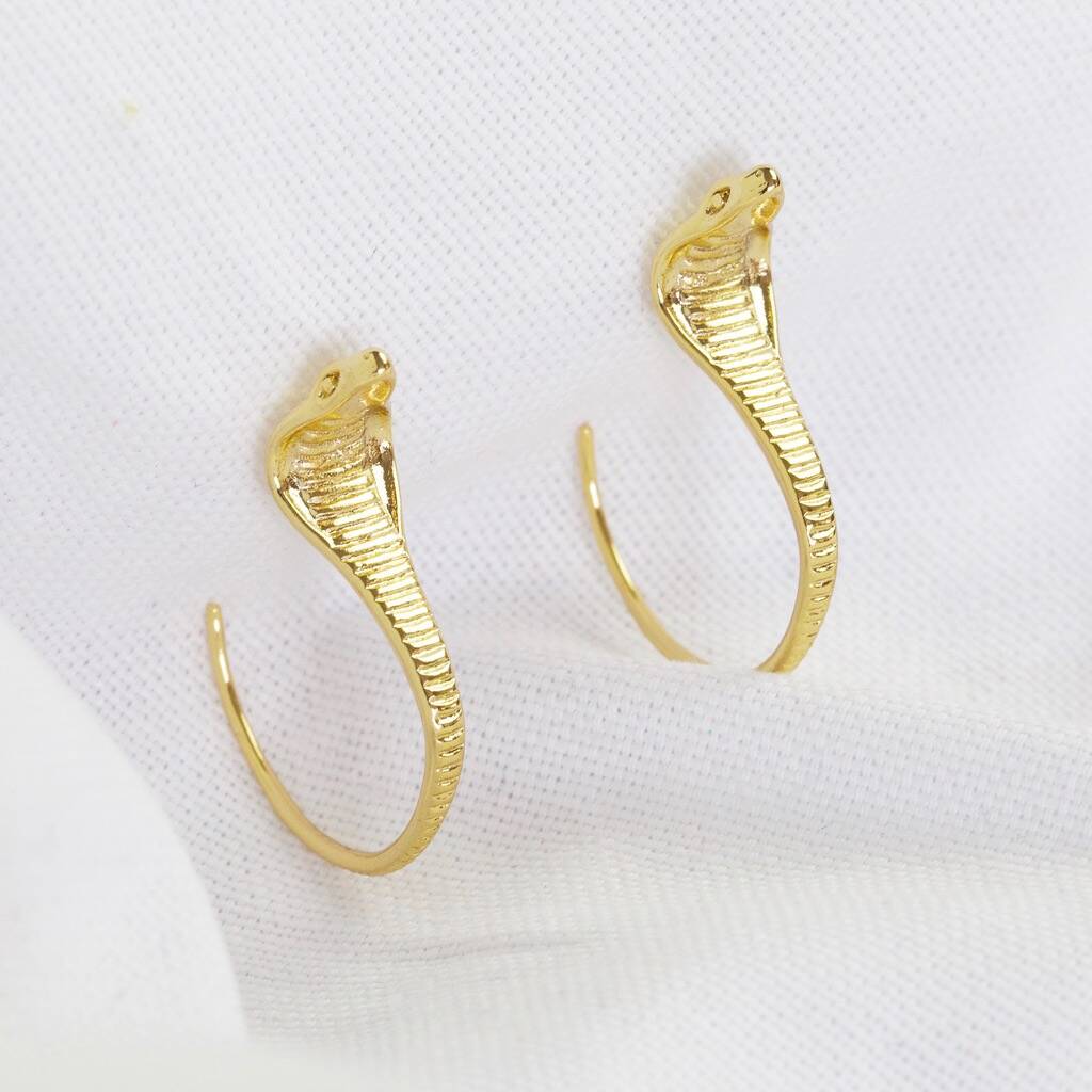 Gold Cobra Snake Hoop Stud Earrings By Lisa Angel | notonthehighstreet.com