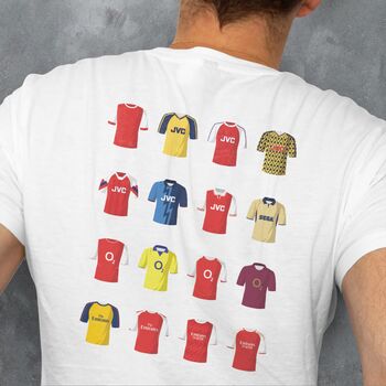 Arsenal Football Retro Kits T Shirt, 2 of 7