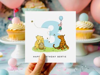 Personalised Winnie The Pooh 1st Birthday Card *Age + Colour Options, 3 of 6