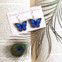 Blue Morpho Butterfly Wooden Earrings, thumbnail 3 of 10