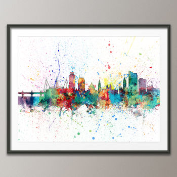 Cardiff Skyline Cityscape Paint Splashes Print, 3 of 5