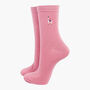 Embroidered Llama Ankle Socks Women's Pink, thumbnail 1 of 4