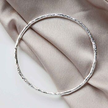 Sterling Silver Bark Bangle, 6 of 8