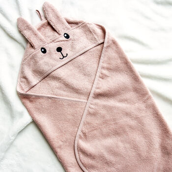 Personalised Baby Bunny Hooded Cotton Towel, 5 of 9