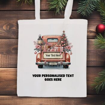 Personalised Christmas Vintage Truck Tote Bag, 6 of 10