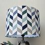 Phoenix Mineral Blue Geometric Print Drum Lampshades, thumbnail 3 of 8