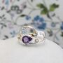 Silver Ring With Blue Topaz, Pearl And Amethyst, thumbnail 1 of 6