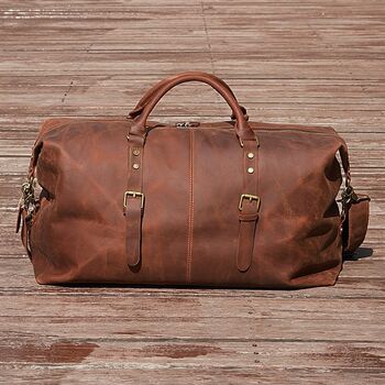 Genuine Leather Holdall With Shoes Storage, 10 of 12