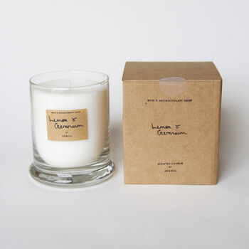 Uplifting Lemon And Geranium Scented Candle, 2 of 3