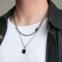 Gold Onyx Necklace Set Cuban Onyx Chain Onyx Pendant, thumbnail 7 of 12