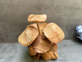 Mushroom Tealight Incense Holder Handmade Teak Wooden Gift, 2 of 7