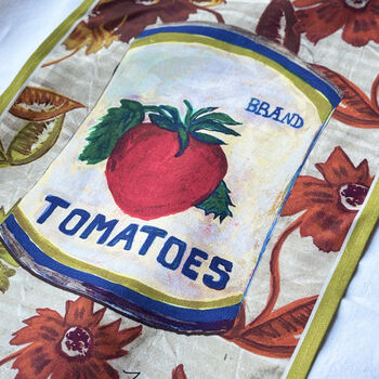 Large Linen Tea Towel Featuring 'The Tomato Flowers', 3 of 5