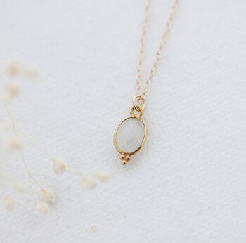Gold Oval Dotted Gemstone Pendant Necklace, 8 of 11