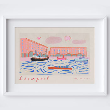 Royal Albert Docks Poster, Liverpool Painted Scene, 4 of 4