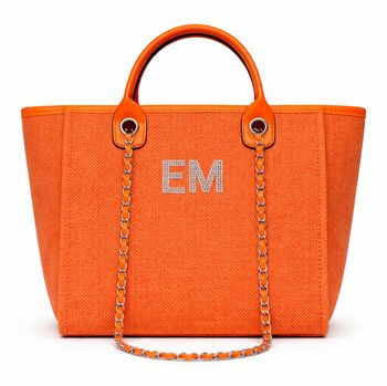 Personalised Coral Large Chain Tote Shoulder Bag, 5 of 8
