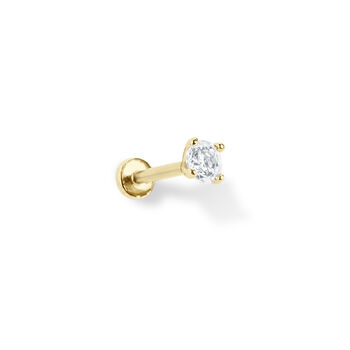 14 Carat Gold Solitaire, Threaded Labret Piercing, 4 of 6