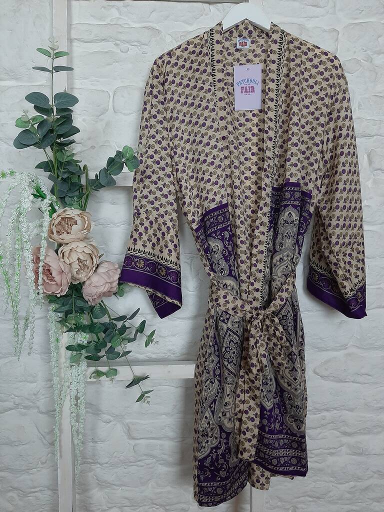 Unisex Upcycled Sari Silk Kimono By Patchouli Fair | notonthehighstreet.com